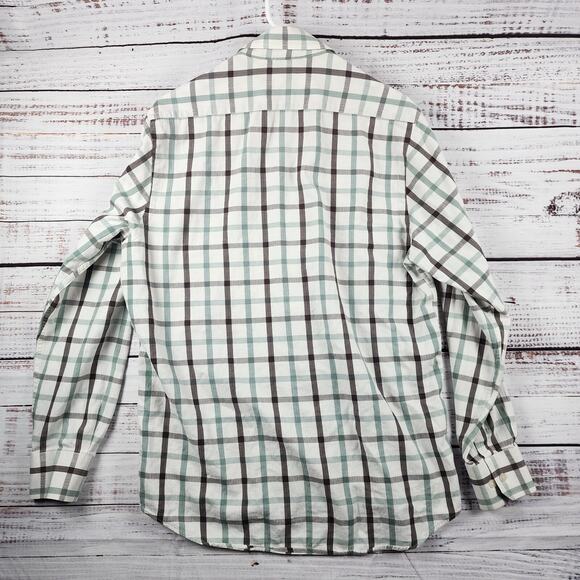 Cinch Western Button-Up Shirt M Green Brown Plaid Logo Pocket Cowboy Ranch - Picture 2 of 7